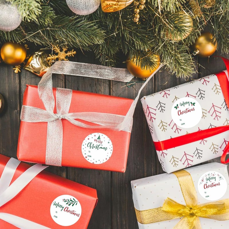 KINGLAKE Merry Christmas Stickers - 120 Pcs Xmas Name Tags & Envelope Seals - 2 Inch Round Stickers for Gift Wrapping - Image 4